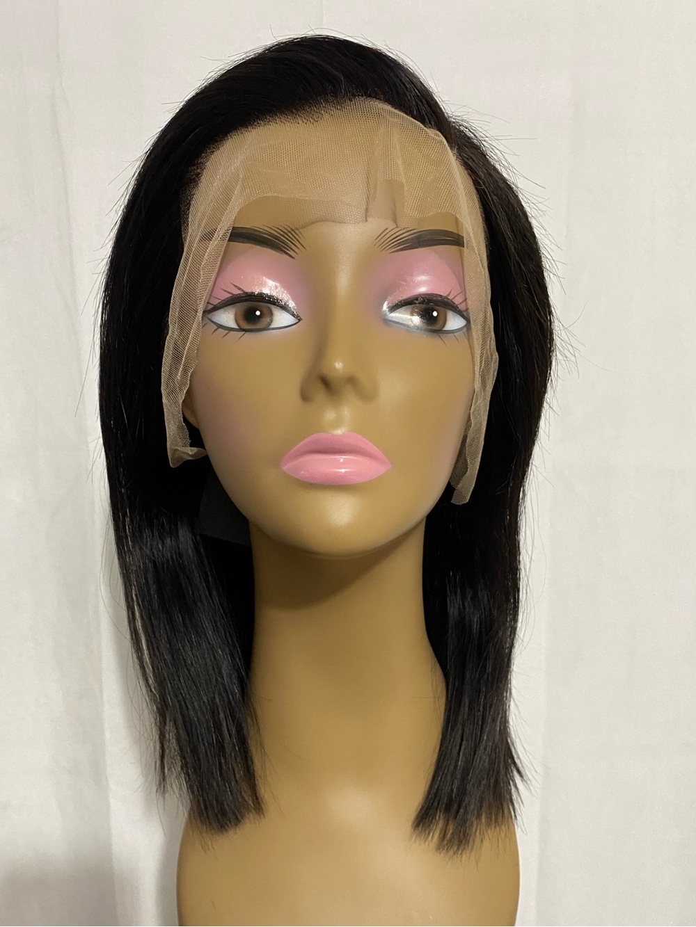 Natural Black 13x4 Lace Front Wig 10A Human Hair Glue-less 14” 150 Denisty New